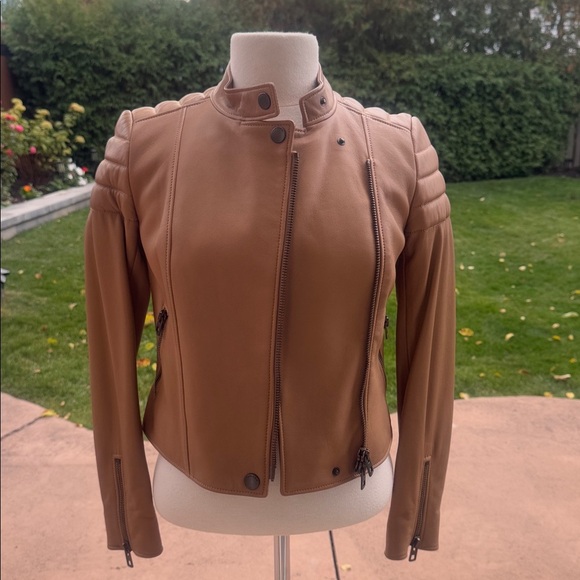Coach Genuine Sheepskin Leather Moto Jacket Size 00 XS - Picture 3 of 8